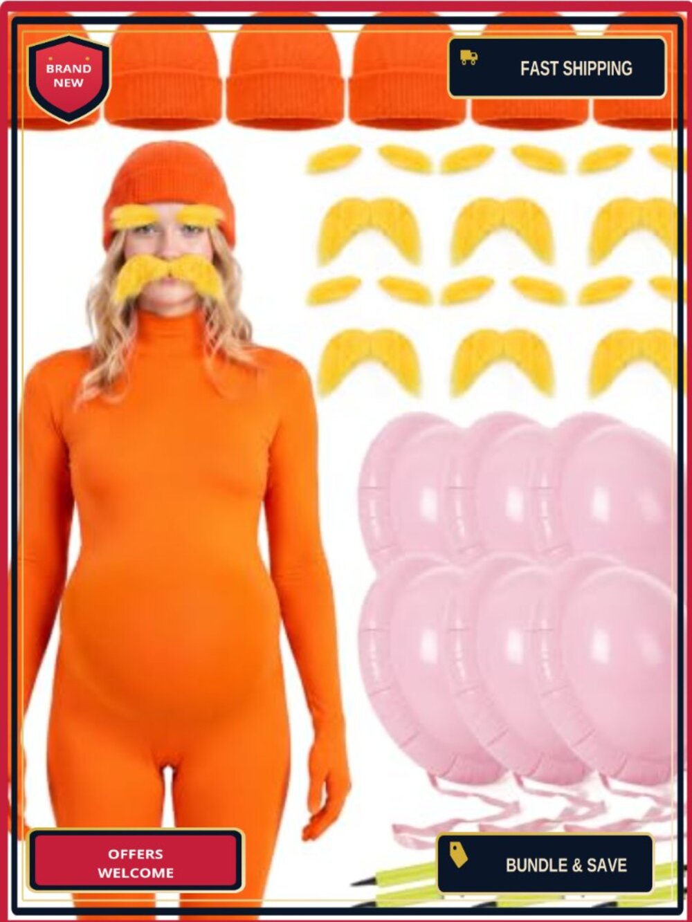 Halloween Costume Accessory Set Knitted Beanie Caps Inflatable Belly Fillers